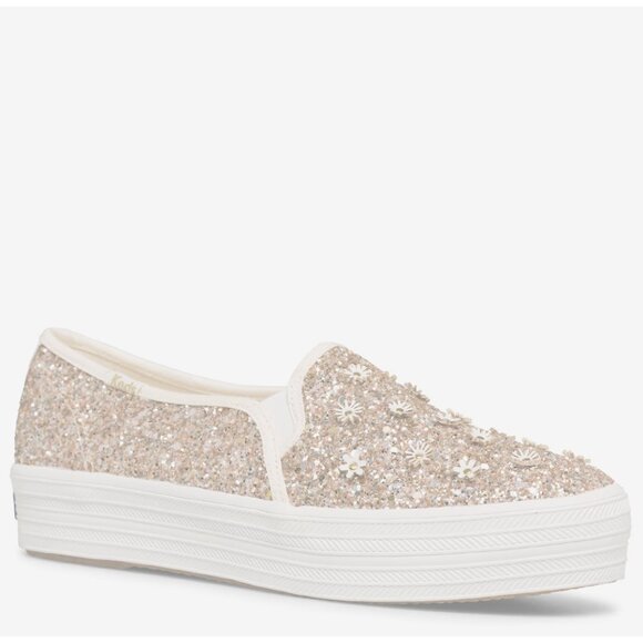 NEW! Keds X Kate Spade Triple Decker Sneaker in Gold Daisy